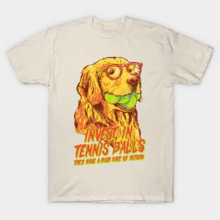 Good Boi Analytics - Invest in Tennis Balls | Funny Golden Retriever Business Plan T-Shirt